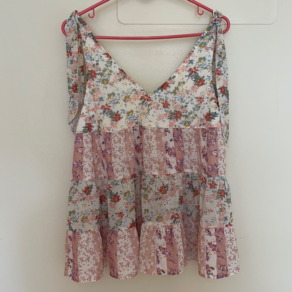 Floral Print Tiered Top.